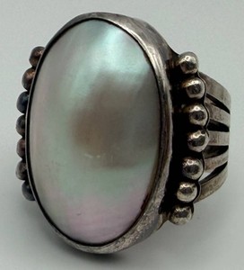 Khalsa Sterling Silver Oval Cabochon Ring Size 6