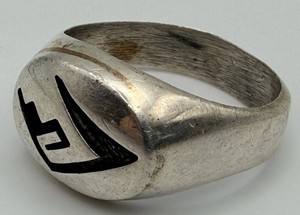 Sterling Silver Geometric Inlay Ring Size 11.5