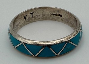 Sterling Turquoise Geometric Ring Size 13