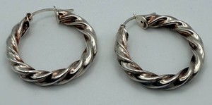 Italian 925 Sterling Silver Twisted Hoop Earrings