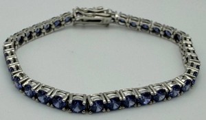 Sterling and Blue Stone Tennis Bracelet