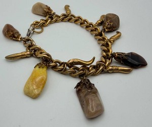 Bronze-Tone Charm Bracelet With Assorted Pendants