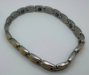 Two-Tone Metal Link Bracelet With Folding Clasp