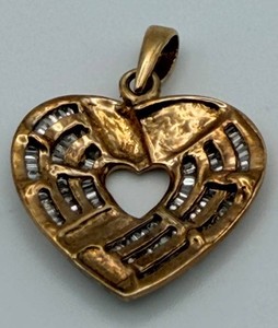 10K Two-Tone Heart Pendant With Channel-Set Accents
