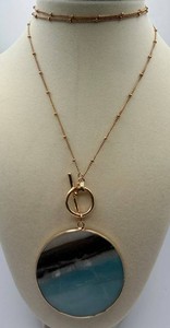 925 Silver-Tone Banded Pendant Necklace