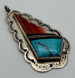 J. Charley Sterling Silver Turquoise Inlay Pendant