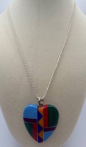 Multicolor Geometric Heart Pendant Necklace