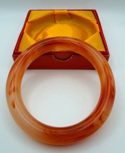 Translucent Orange Marbled Bangle Bracelet With Presentation Box