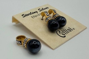 Cellini Sterling Silver Enhancer Earrings With Black Accents (Lot of 3)
