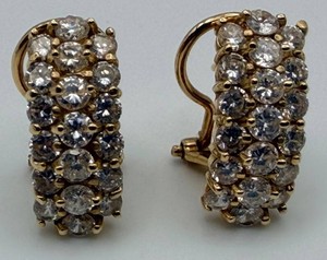 14K Gold Cluster Stone Hoop Earrings