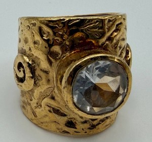Gold-Tone Textured Statement Cuff Bracelet Size 6