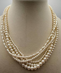 Multi-Strand Graduated Pearl Bead Necklace