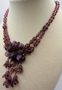 Purple Beaded Floral Bib Statement Necklace