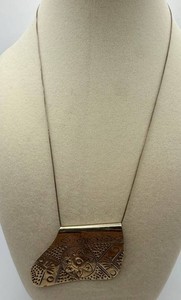Geometric Engraved Statement Pendant Necklace