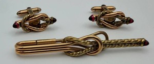 Gold-Tone Cufflinks & Tie Bar Set - 3 Pieces