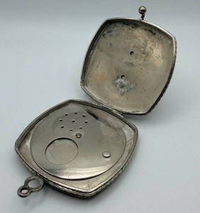 Floral Enamel Engine-Turned Powder Compact