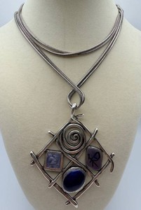 Abstract Geometric Spiral Pendant Necklace