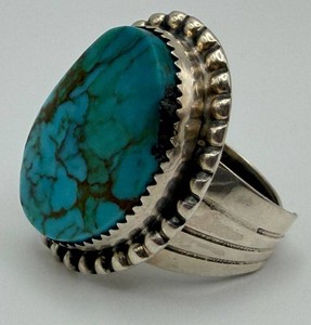 Turquoise Cabochon Sterling Silver Ring Size 11