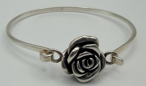 925 Sterling Silver Rose Bangle Bracelet