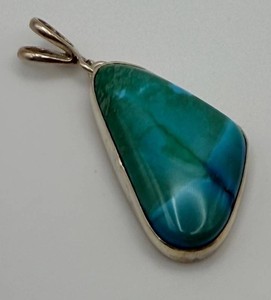 Sterling Silver Blue-Green Cabochon Pendant