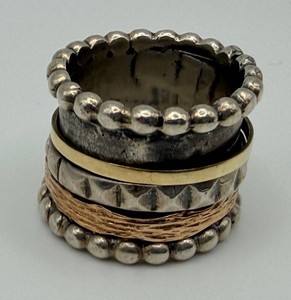 Sterling Silver & 14K Gold Mixed-Metal Ring Size 7