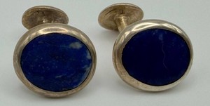 Sterling Silver 925 Blue Cabochon Cufflinks