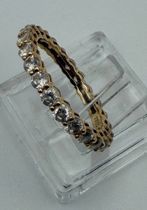14K Gold Eternity-Style Ring With Clear Stones Size 4.5