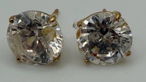 14K Gold Stud Earrings With Clear Stones