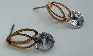 Gold-Tone Faceted Clear Stone Drop Earrings