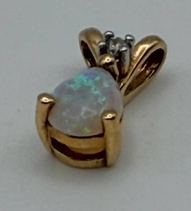 14K Opal Cabochon Pendant With Bow-Style Bail