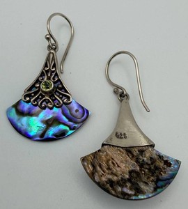 Sterling Silver 925 Abalone Shell Dangle Earrings