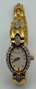 Bulova Ladies Oval Crystal-Accented Bracelet Watch