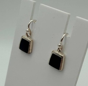 Sterling Geometric Black Accent Dangle Earrings