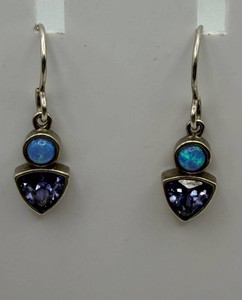 Sterling Silver Blue & Purple Gemstone Drop Earrings