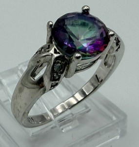 Sterling Silver Multicolor Gemstone Ring Size 6