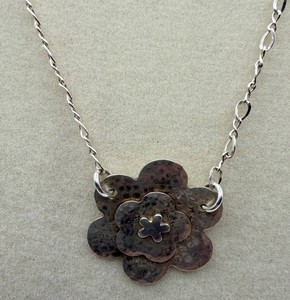 Floral Pendant Necklace With Layered Flower Design
