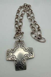 Sterling Geometric Cross Pendant Necklace