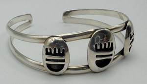 925 Sterling Silver Triple Inlay Cuff Bracelet