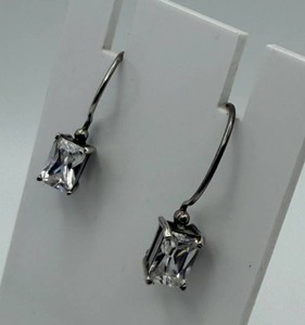 Faceted Rectangular Stone Drop Earrings