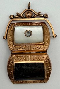 Ornate Engraved Gold-Tone Hinged Pendant Locket