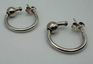 Sterling Hoop Earrings With Ball Accents