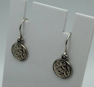 Round Relief Charm Drop Earrings