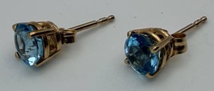 Blue Faceted Gemstone Stud Earrings