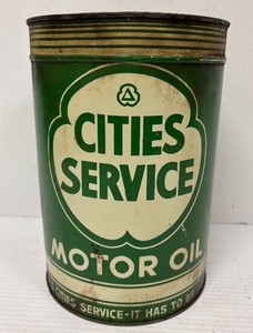 Large Vintage CITIES SERVICE Motor Oil Can&nbsp