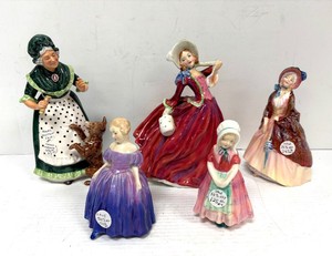 Lot of 5 Old vintage ROYAL DOULTON Porcelain Lady Figurines