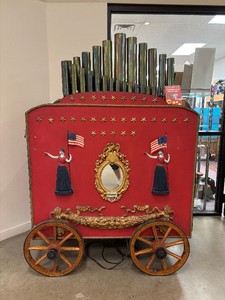 Original Antique Coin-Operated Musical Calliope Wagon wPatriotic Design
