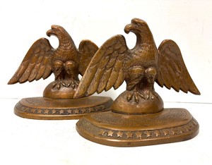 Pair of antique Solid Bronze Patriotic Eagle Bookends