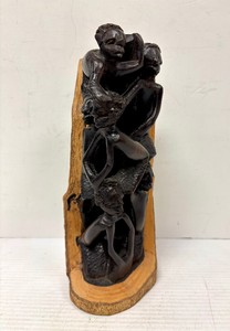 Vintaeg Makonde Carved African Tree of Life Hardwood Sculpture