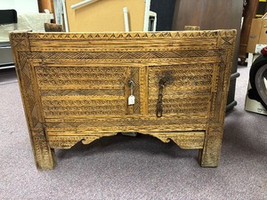 Antique Hand Carved Moroccan Wood Chest