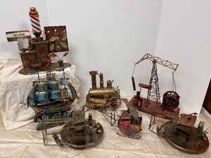Collection of Vintage Sculptural Copper Music Boxes